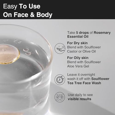 Soulflower Rosemary Essential Oil for Hair Growth, Hair Fall Control and Nourishment, Skin Care | Clinically Tested & Ecocert Certified Organic 100% Pure, Natural, Undiluted | 15ml